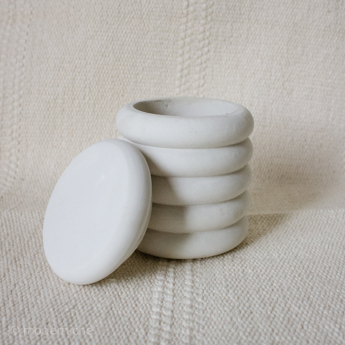 6oz Empty Candle Vessel with Lid Option - Stacked Ribbed Style