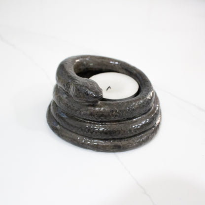 Handmade Snake Tealight Holder in Dark gray