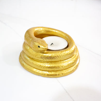 Handmade Snake Tealight Holder in metallic gold