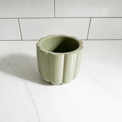 Empty Concrete Candle Jar, holds 7oz of wax- Scallop Style