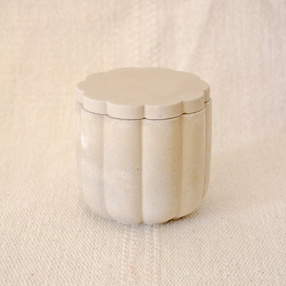 Empty Concrete Candle Jar, holds 7oz of wax- Scallop Style