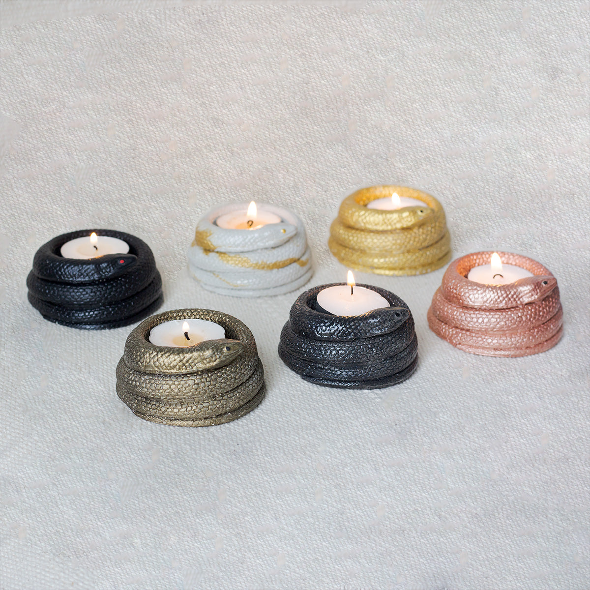 Faux Snake Tea Light Candle Holder