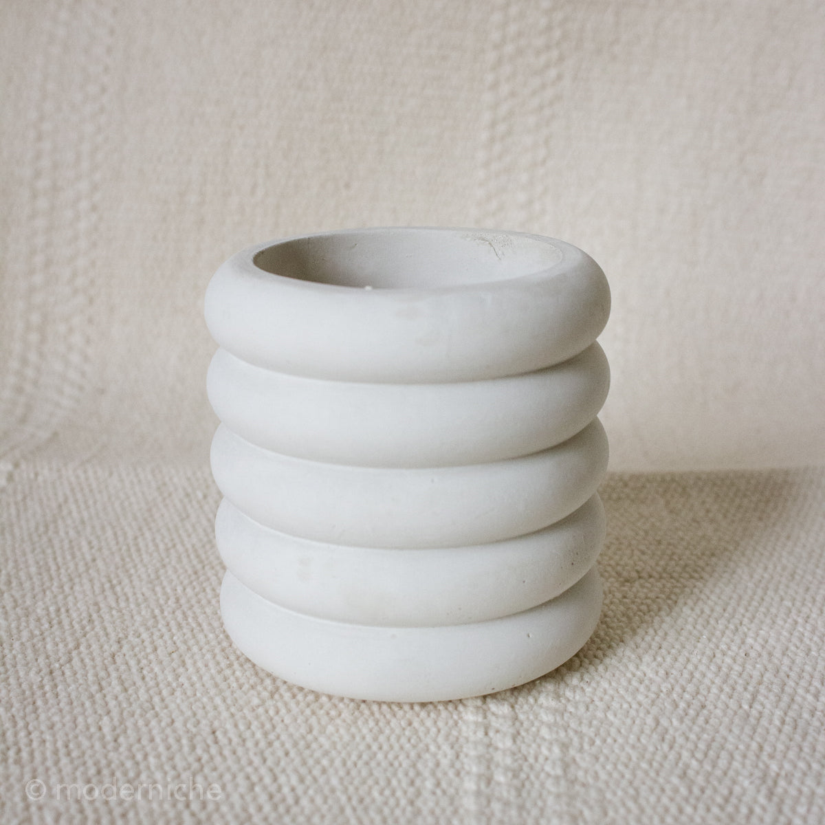 6oz Empty Candle Vessel with Lid Option - Stacked Ribbed Style
