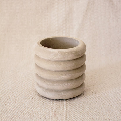 6oz Empty Candle Vessel with Lid Option - Stacked Ribbed Style