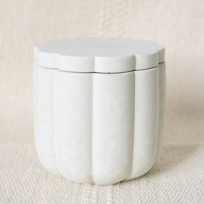 Empty Concrete Candle Jar, holds 7oz of wax- Scallop Style