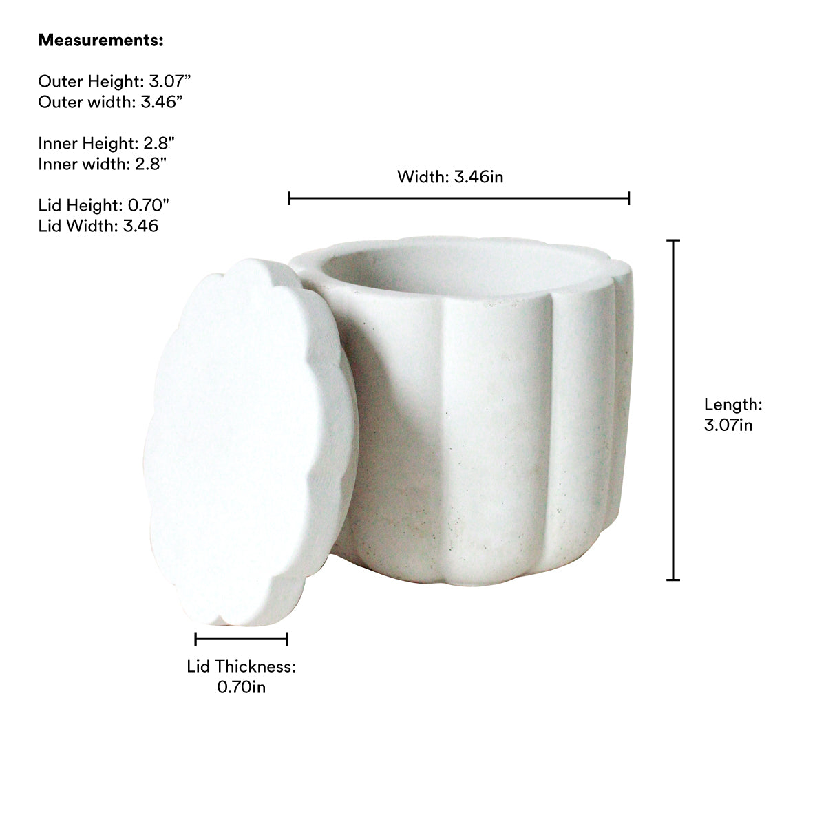 Empty Concrete Candle Jar, holds 7oz of wax- Scallop Style