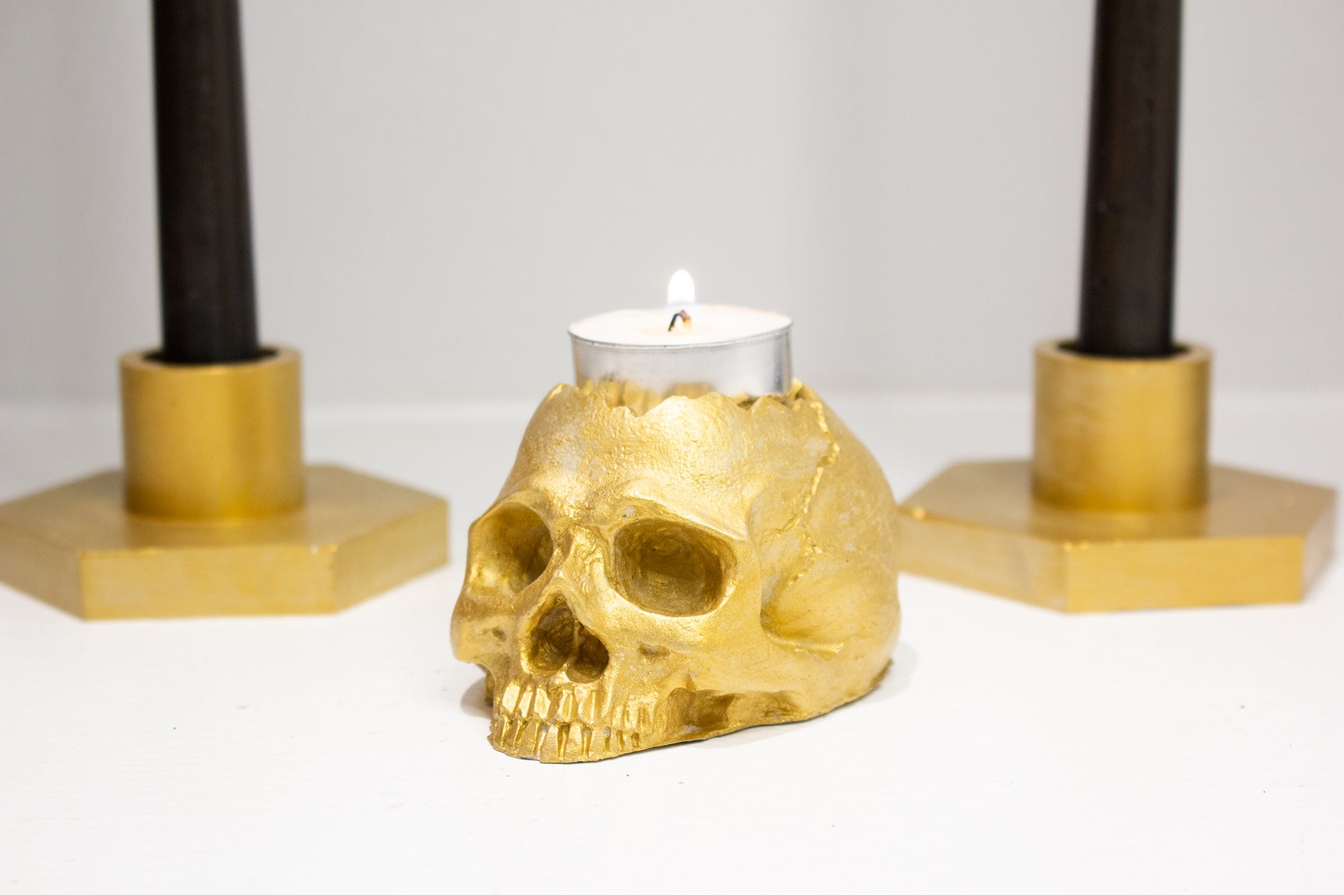 Skull Candle Holder Gothic Decor Skull Tealight Candle Holder Tea light  Candle
